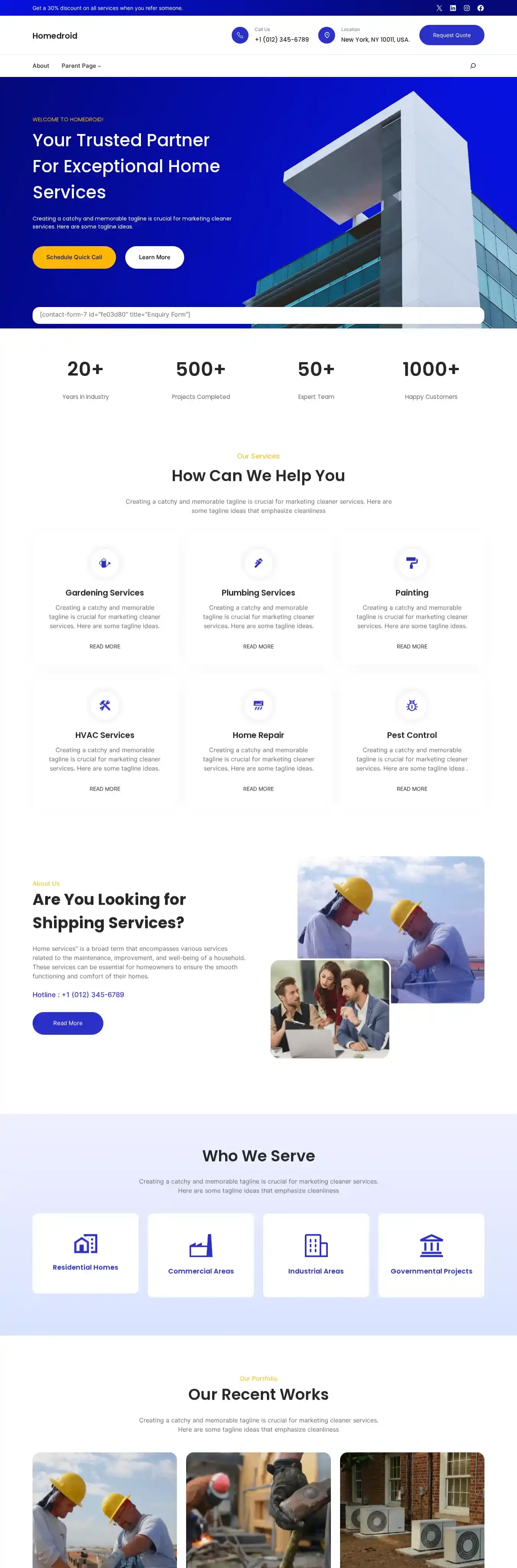 Homedroid home page on desktop