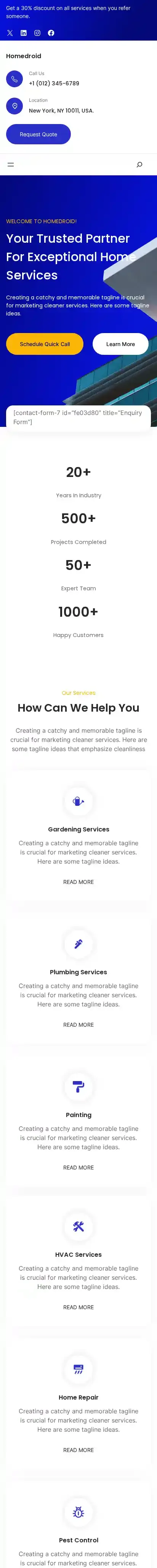 Homedroid home page on mobile