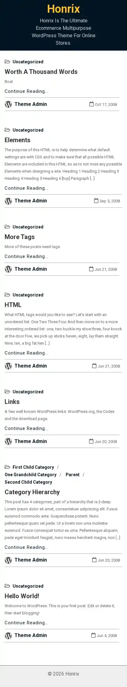 Honrix home page on mobile