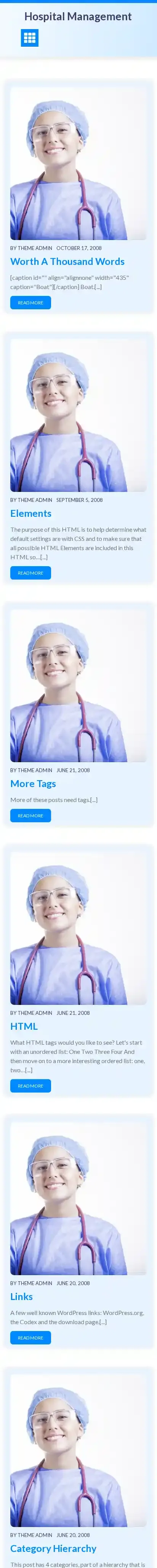 Hospital Management home page on mobile