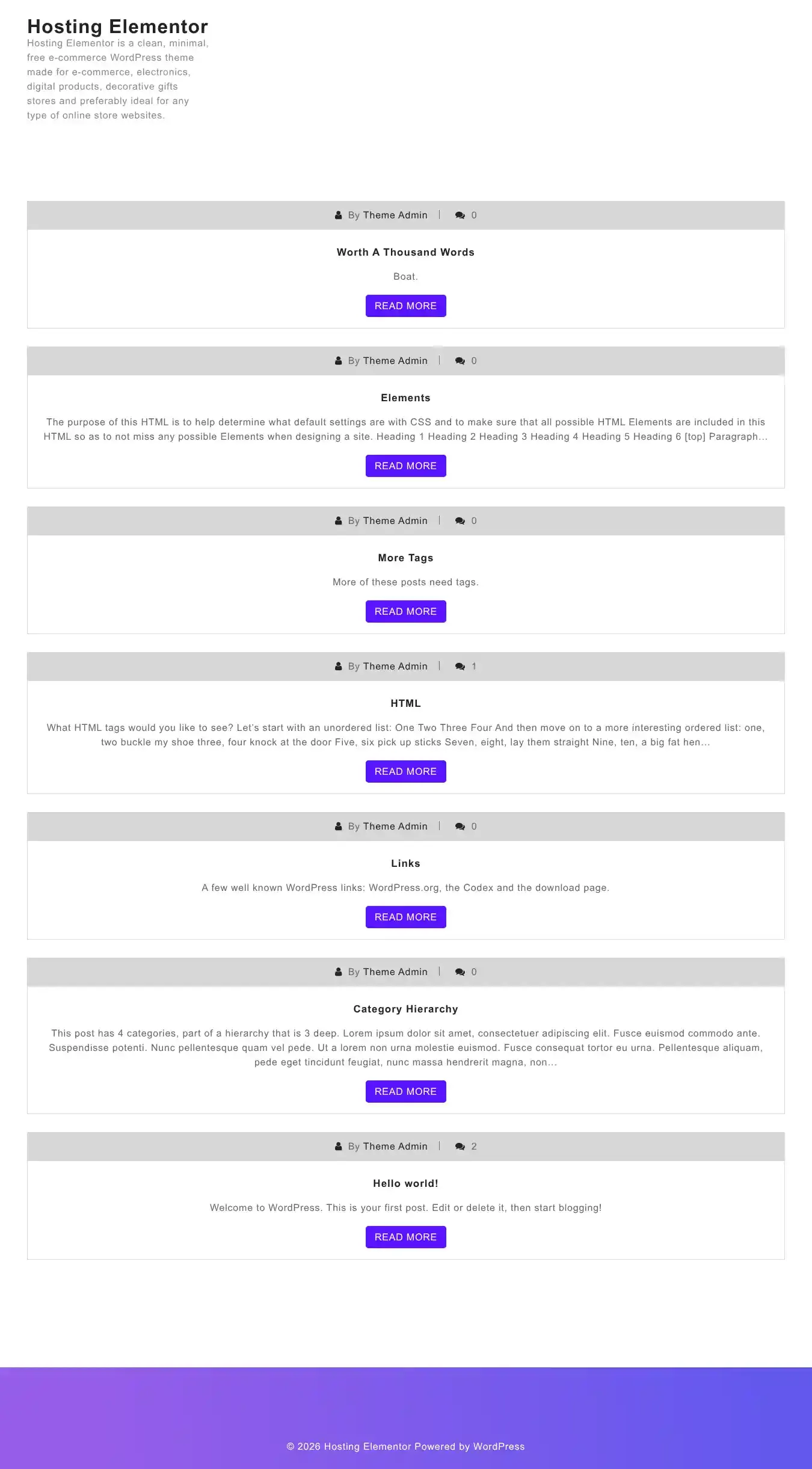 Hosting Elementor home page on desktop