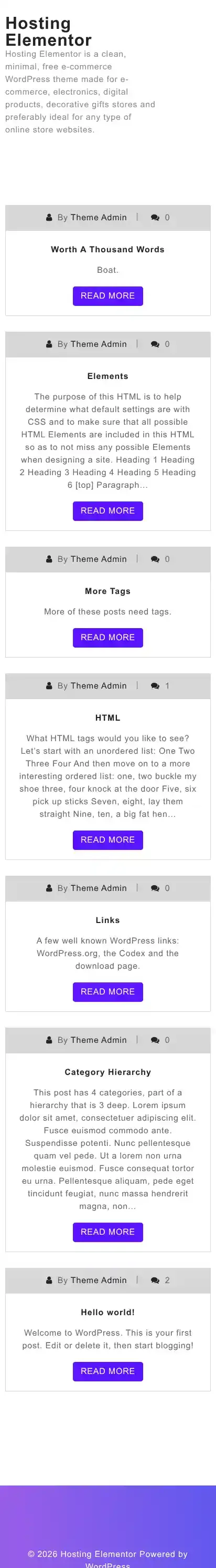 Hosting Elementor home page on mobile