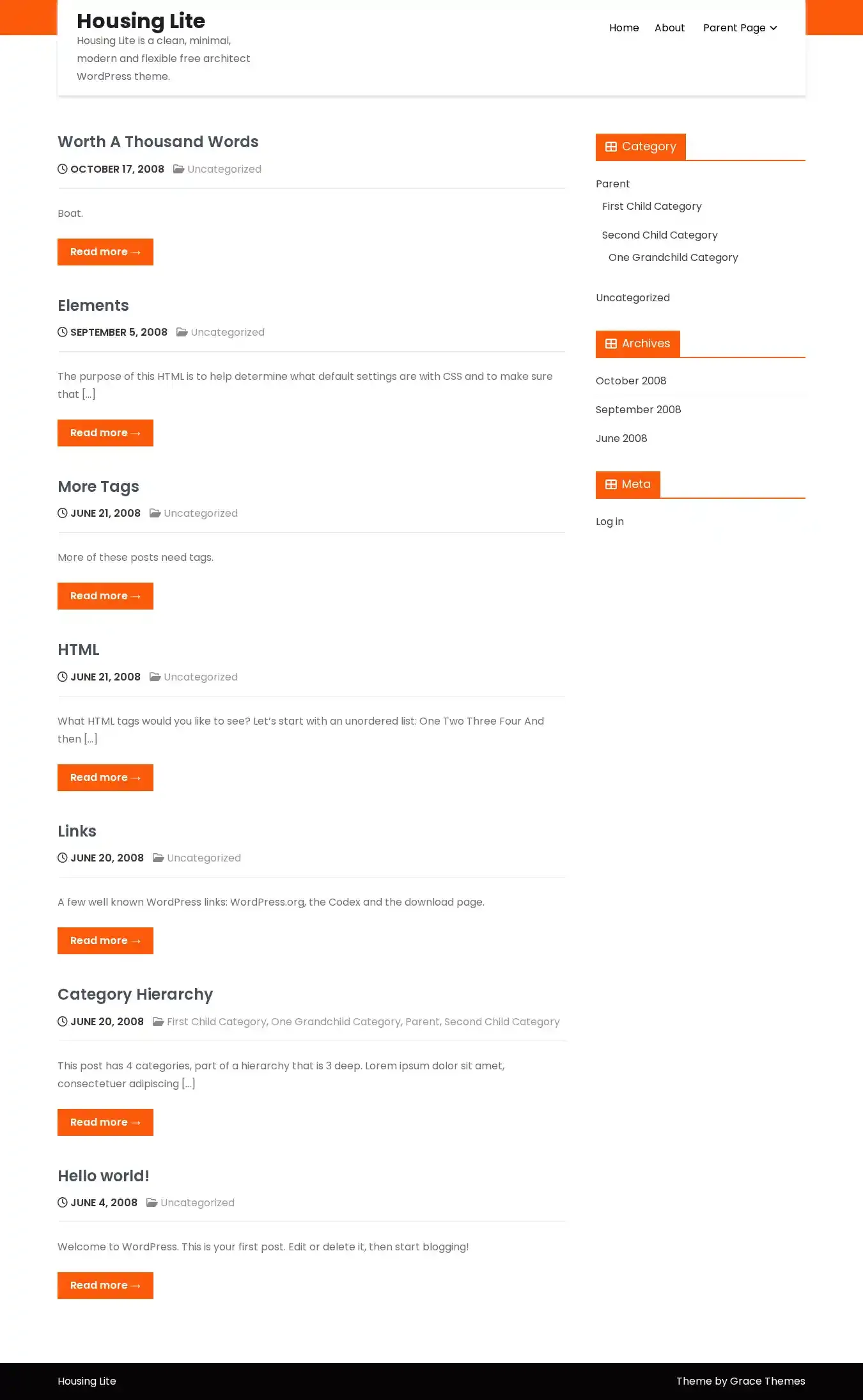 Housing Lite home page on desktop