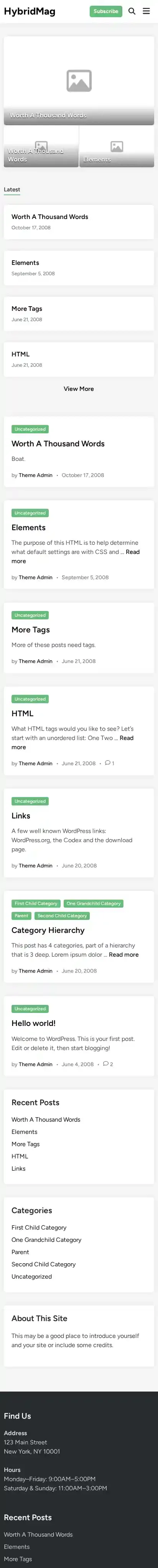 HybridMag home page on mobile
