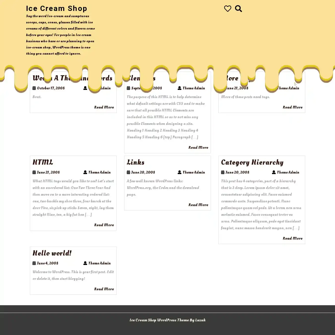 Ice Cream Shop home page on desktop