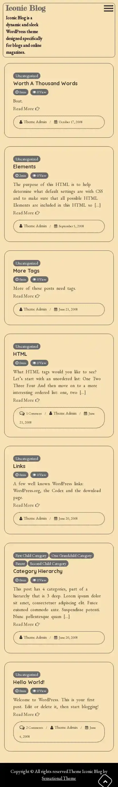 Iconic Blog home page on mobile
