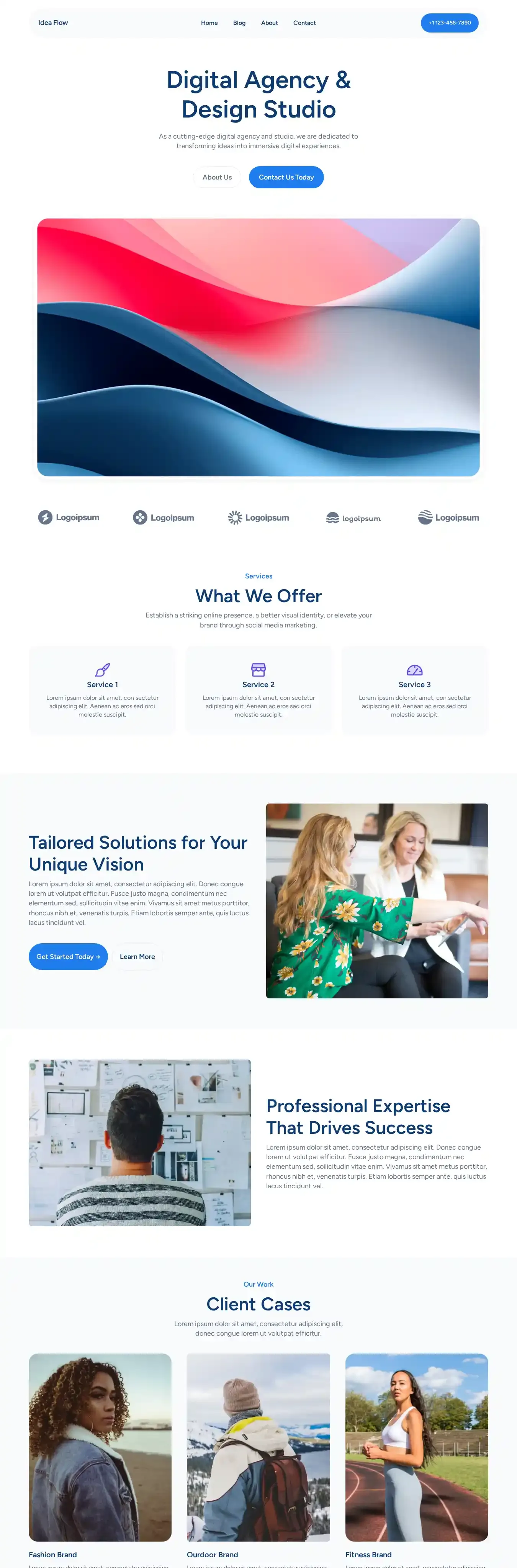 Idea Flow home page on desktop