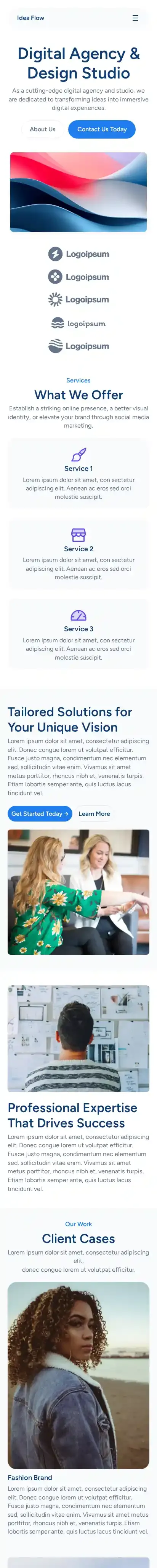 Idea Flow home page on mobile