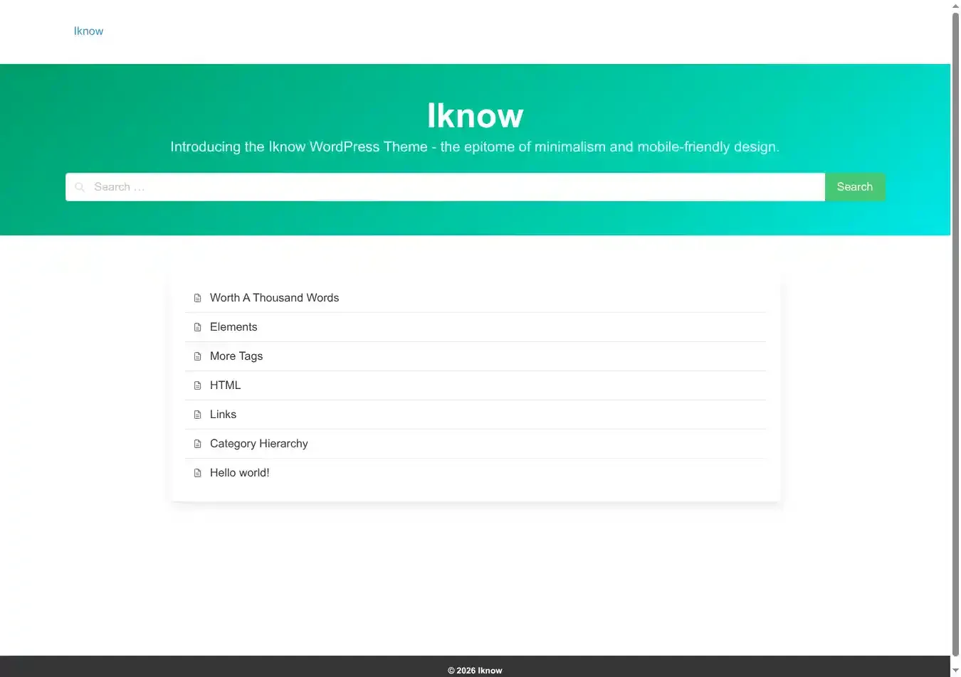 Iknow home page on desktop
