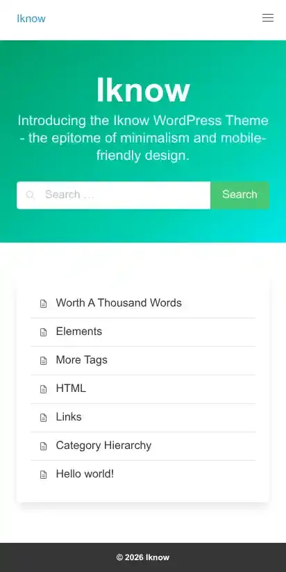 Iknow home page on mobile
