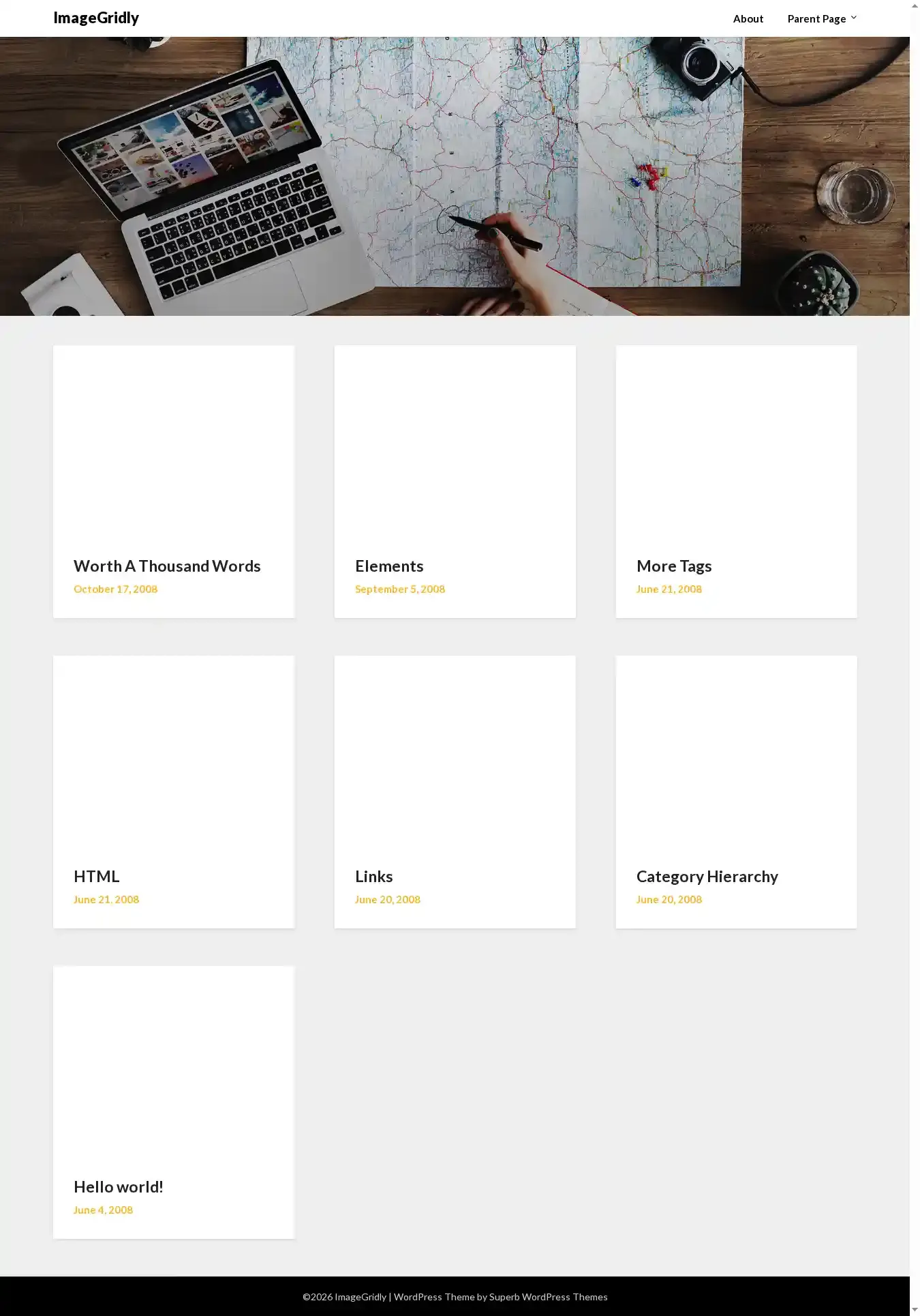 ImageGridly home page on desktop