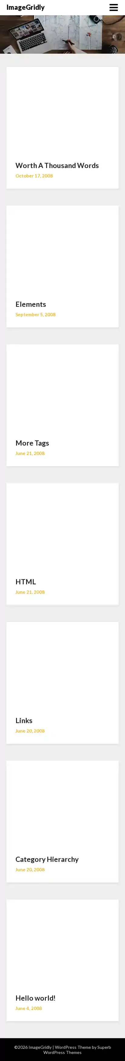 ImageGridly home page on mobile