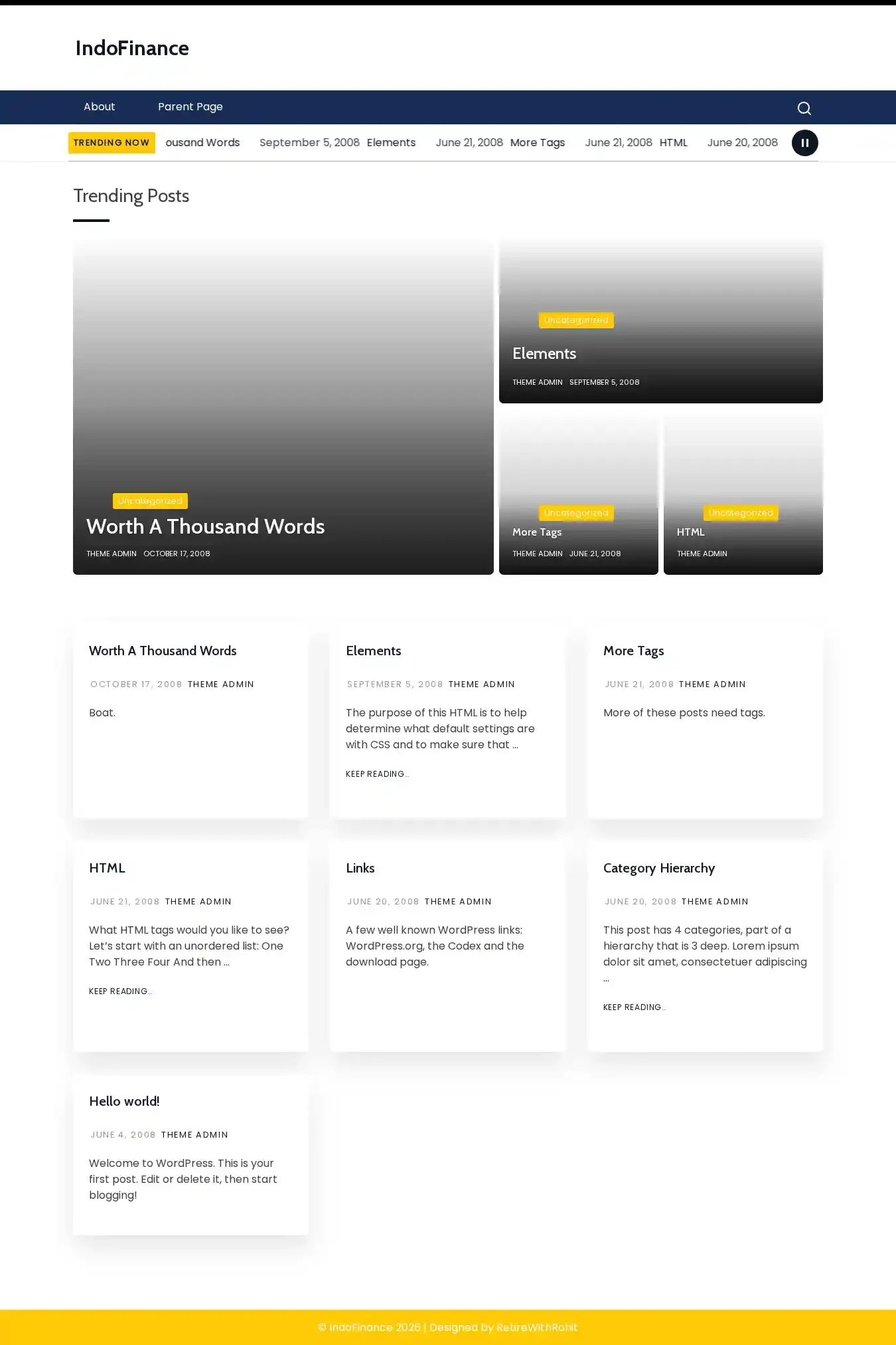 IndoFinance home page on desktop