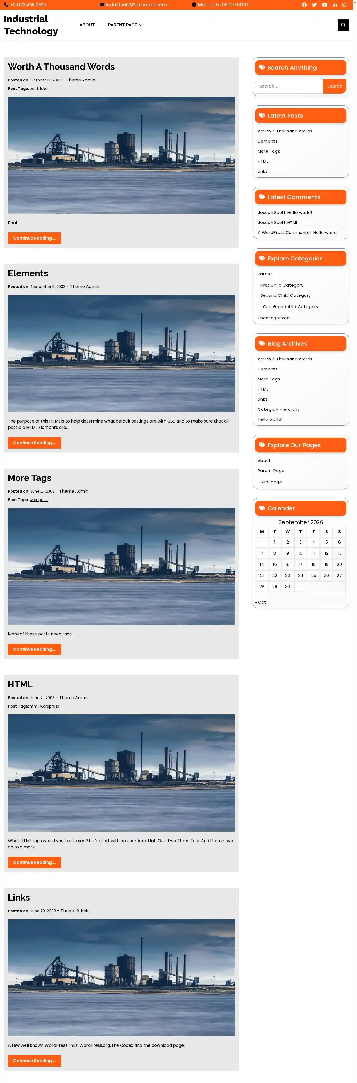 Industrial Technology home page on desktop