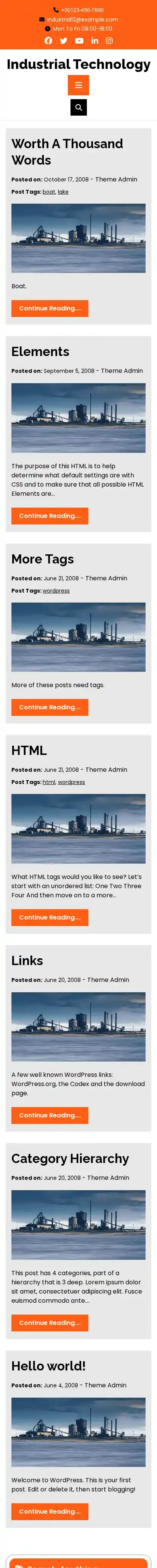 Industrial Technology home page on mobile