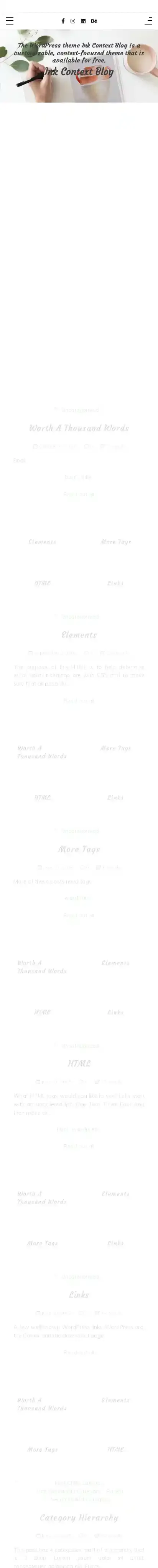 Ink Context Blog home page on mobile