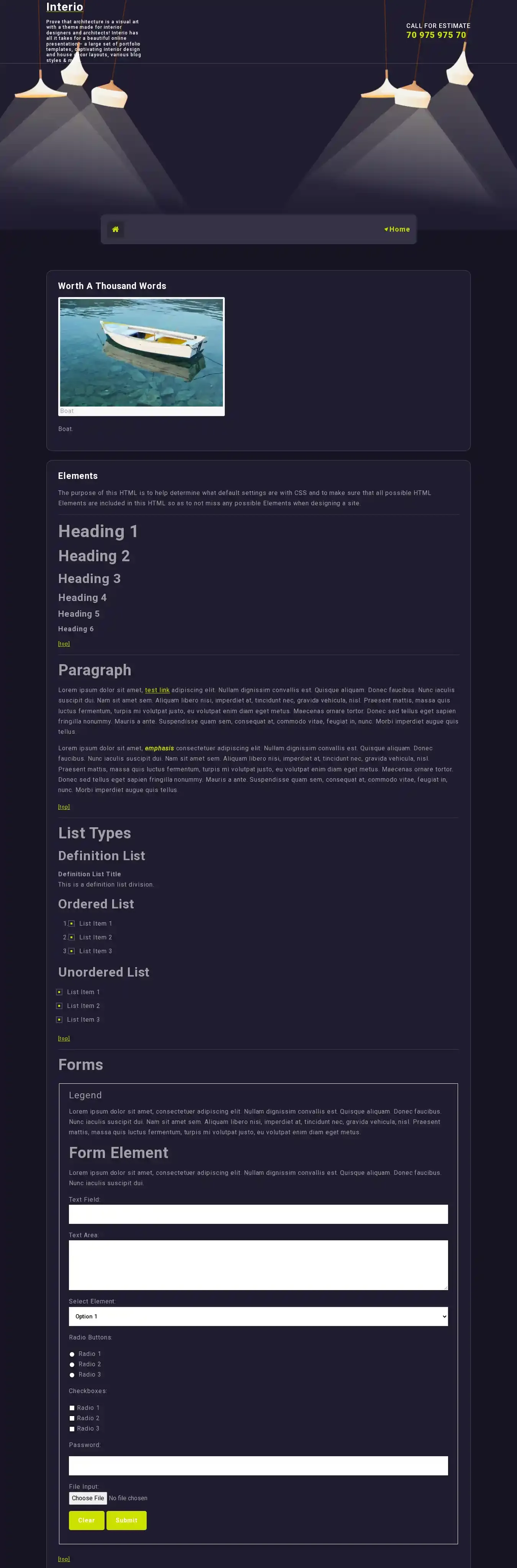 Interio home page on desktop