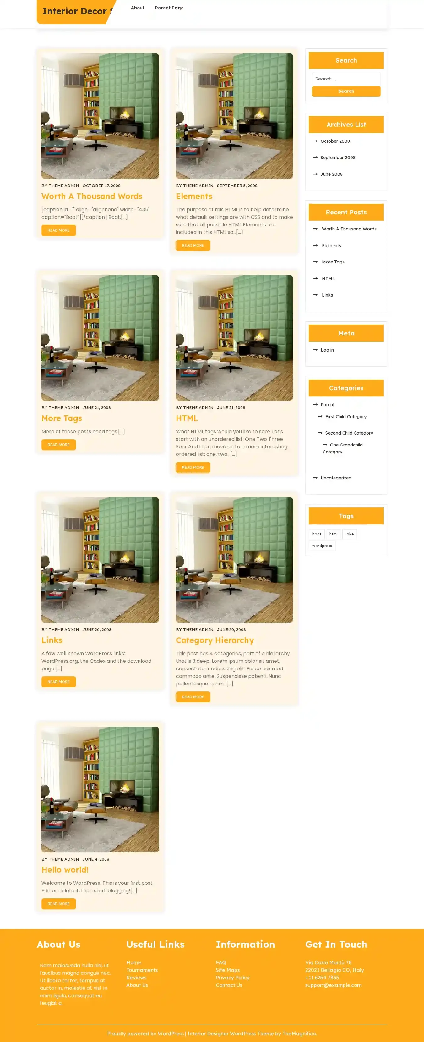 Interior Decor Studio home page on desktop