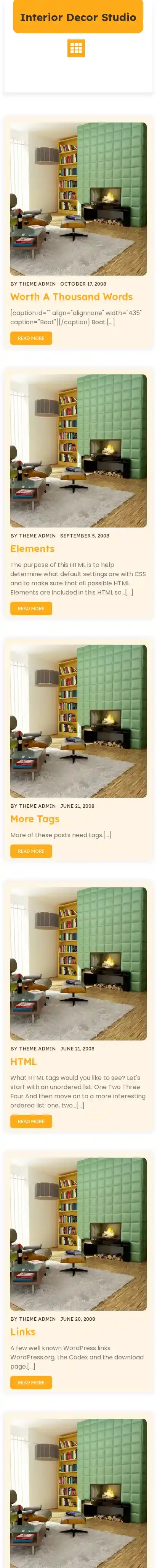 Interior Decor Studio home page on mobile