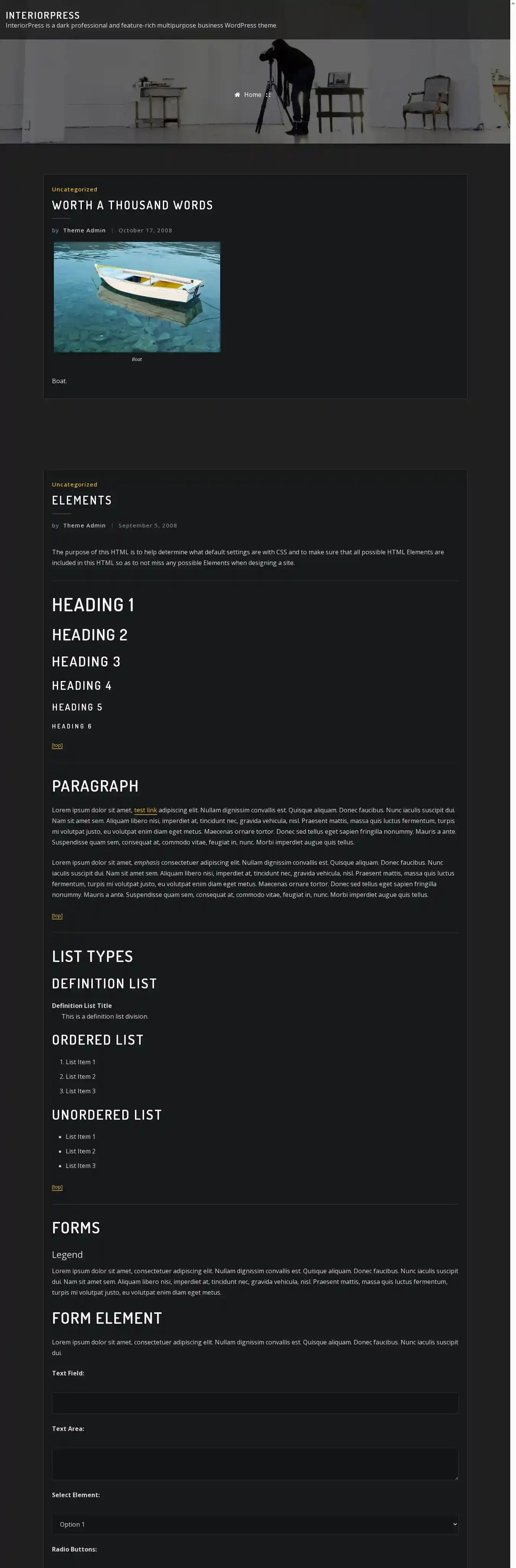 InteriorPress home page on desktop