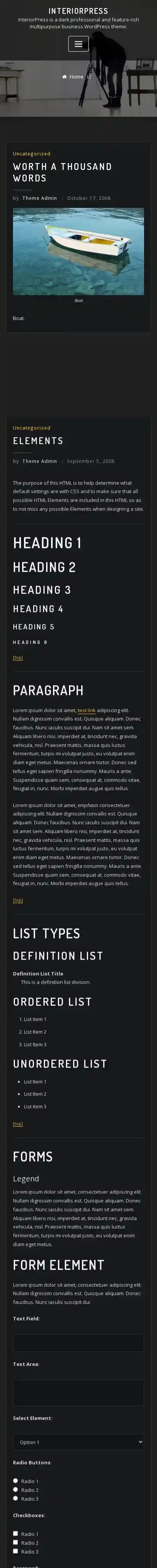 InteriorPress home page on mobile