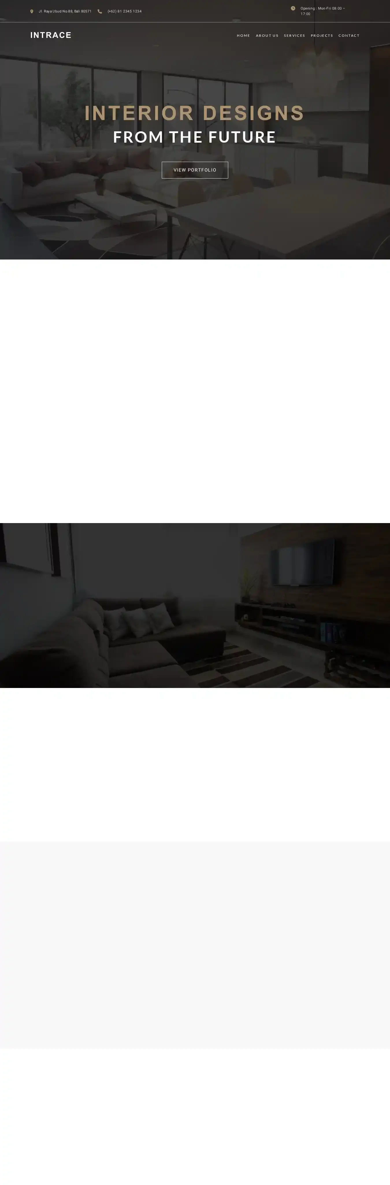 Intrace home page on desktop