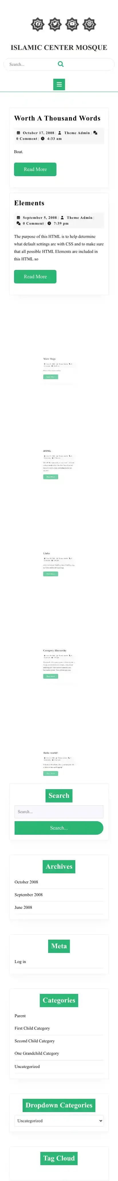 Islamic Center Mosque home page on mobile