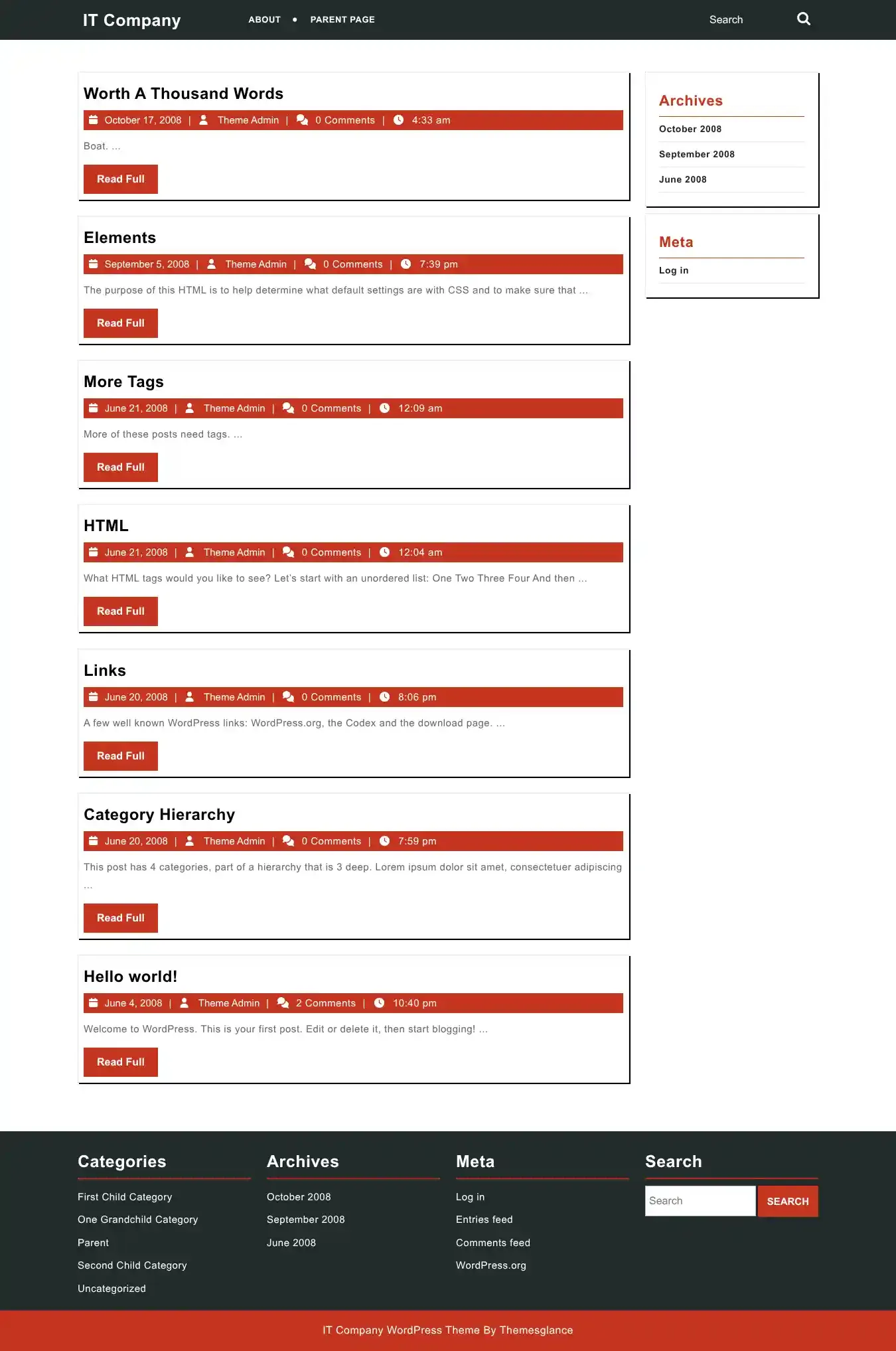 IT Company home page on desktop