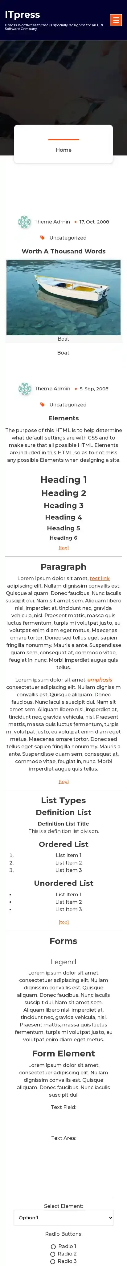 ITpress home page on mobile