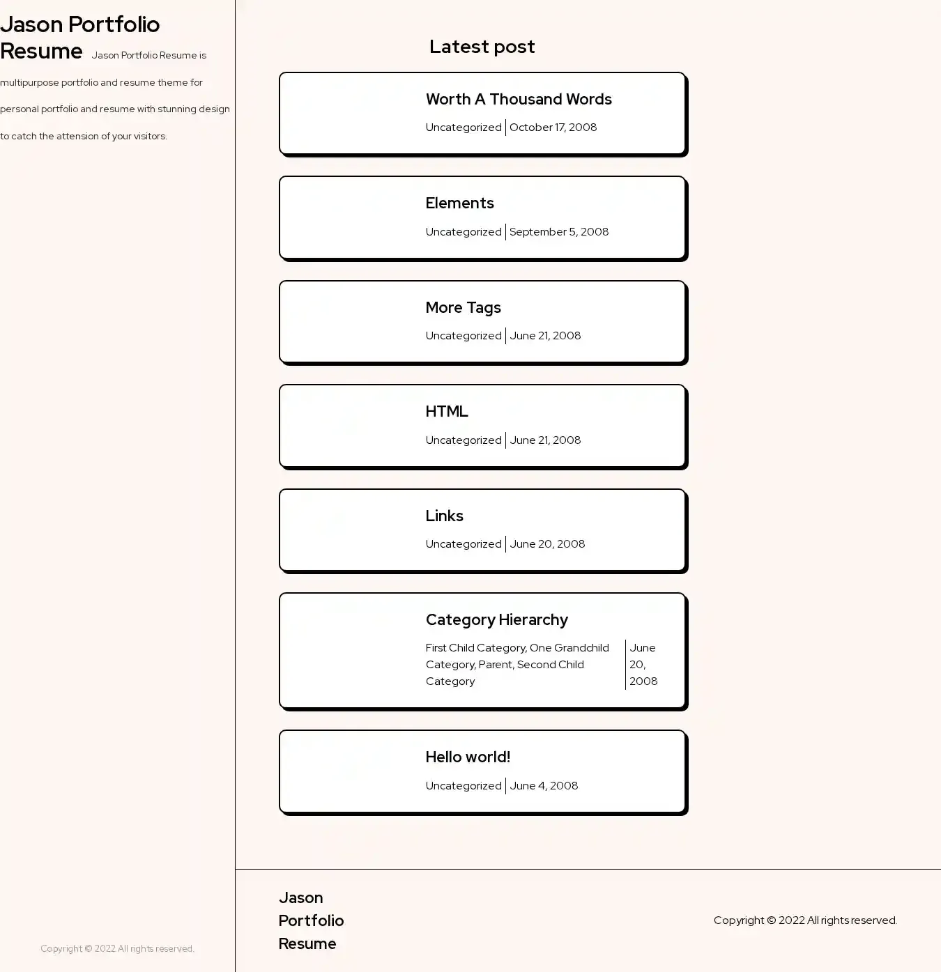 Jason Portfolio Resume home page on desktop