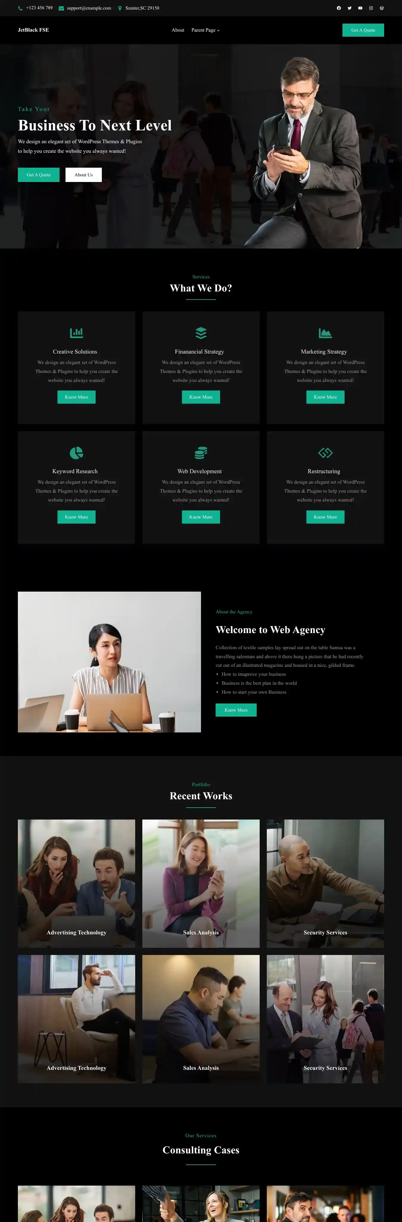 JetBlack FSE home page on desktop