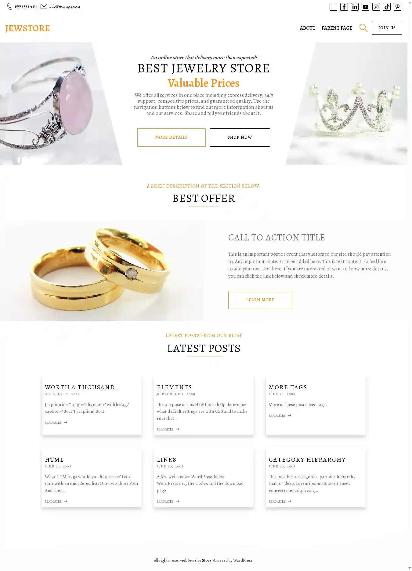 JewStore home page on desktop