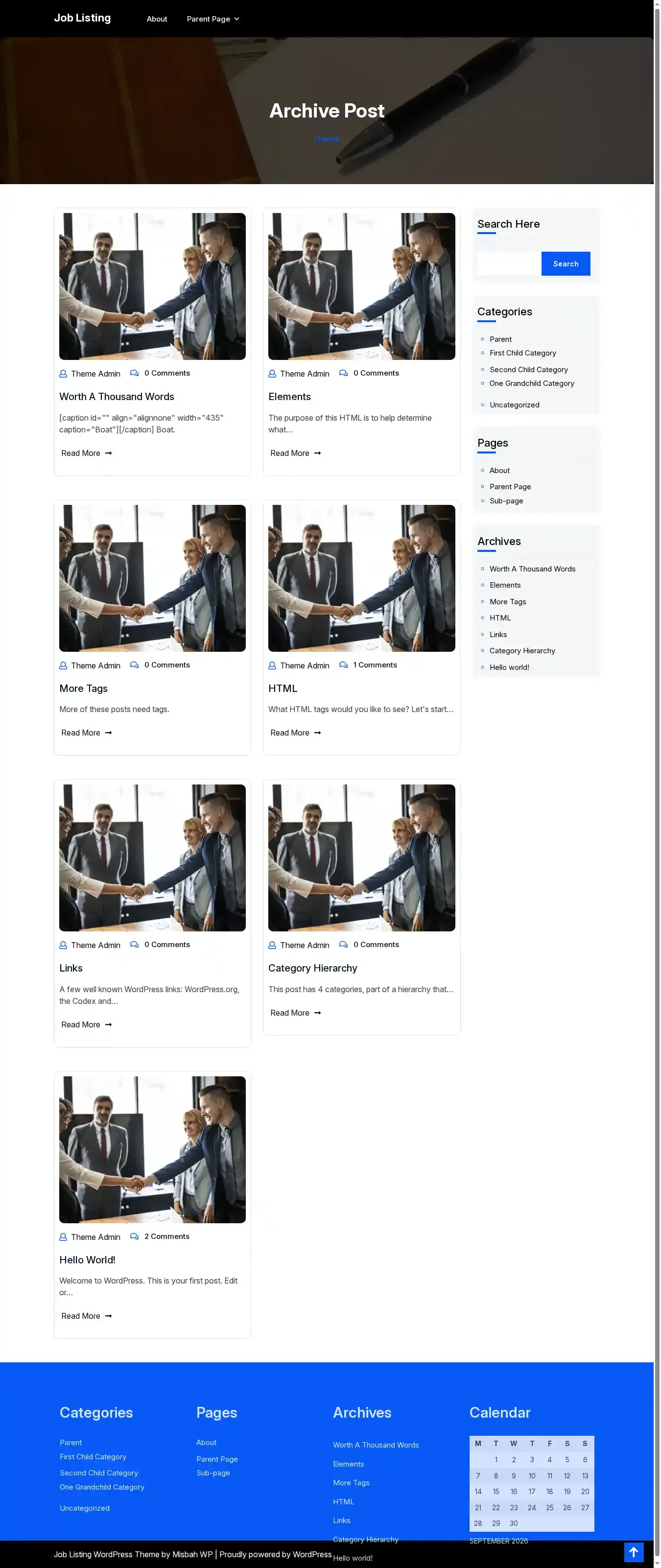 Job Listing home page on desktop