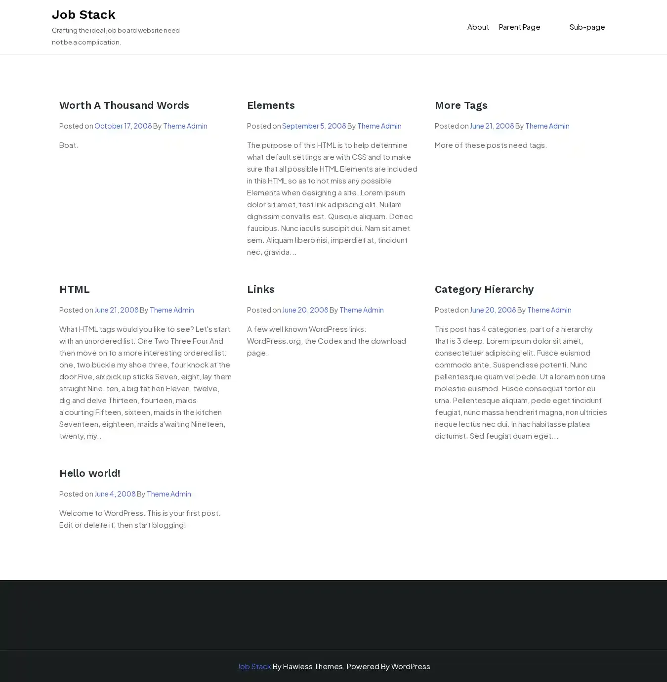 Job Stack home page on desktop