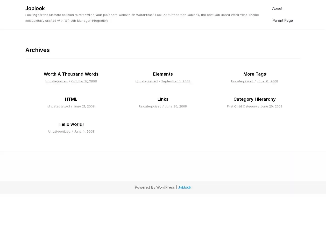 Joblook home page on desktop