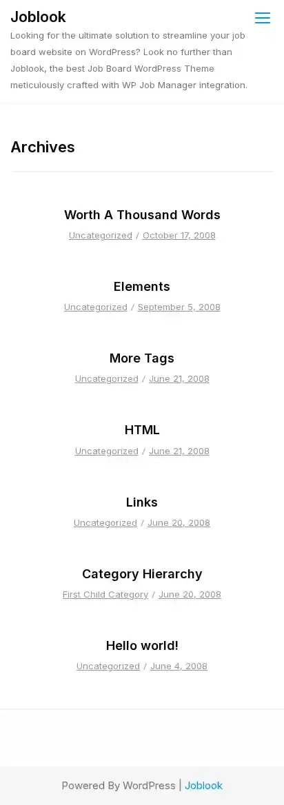 Joblook home page on mobile