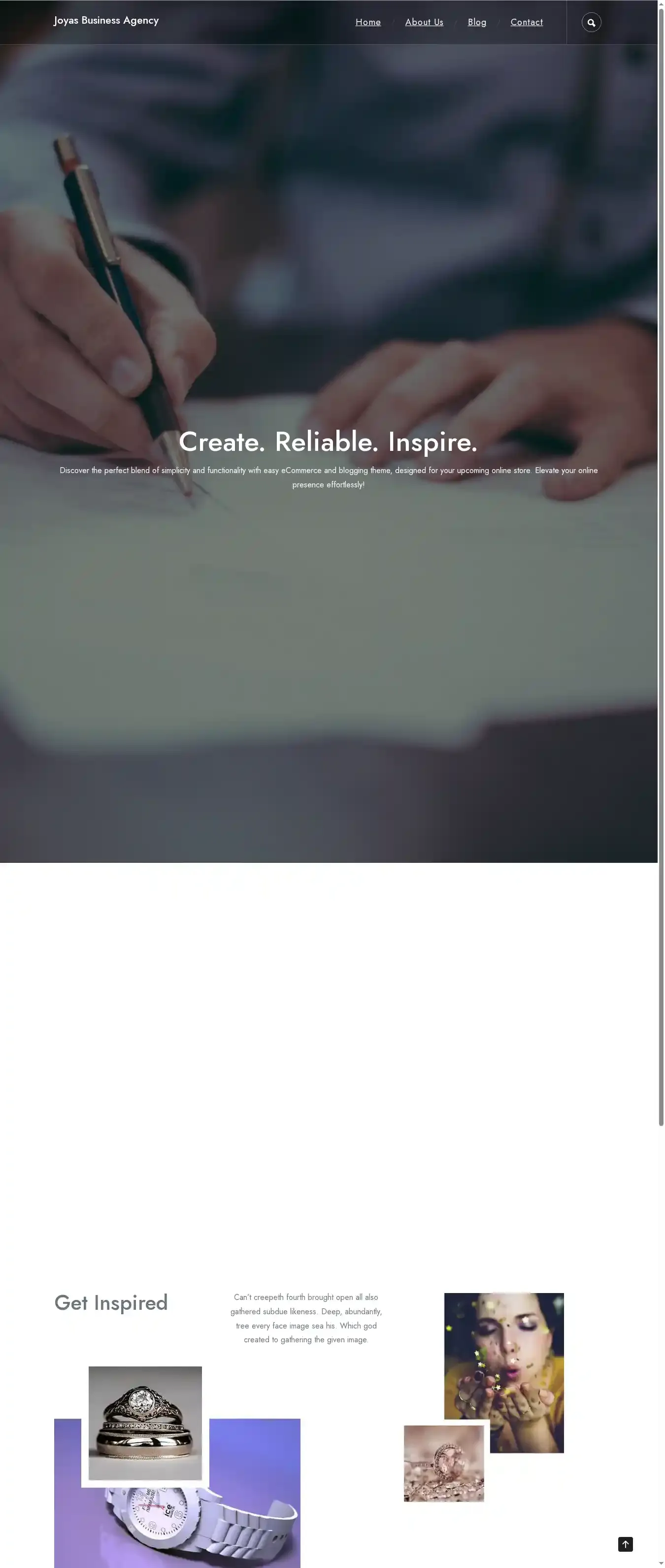 Joyas Business Agency home page on desktop