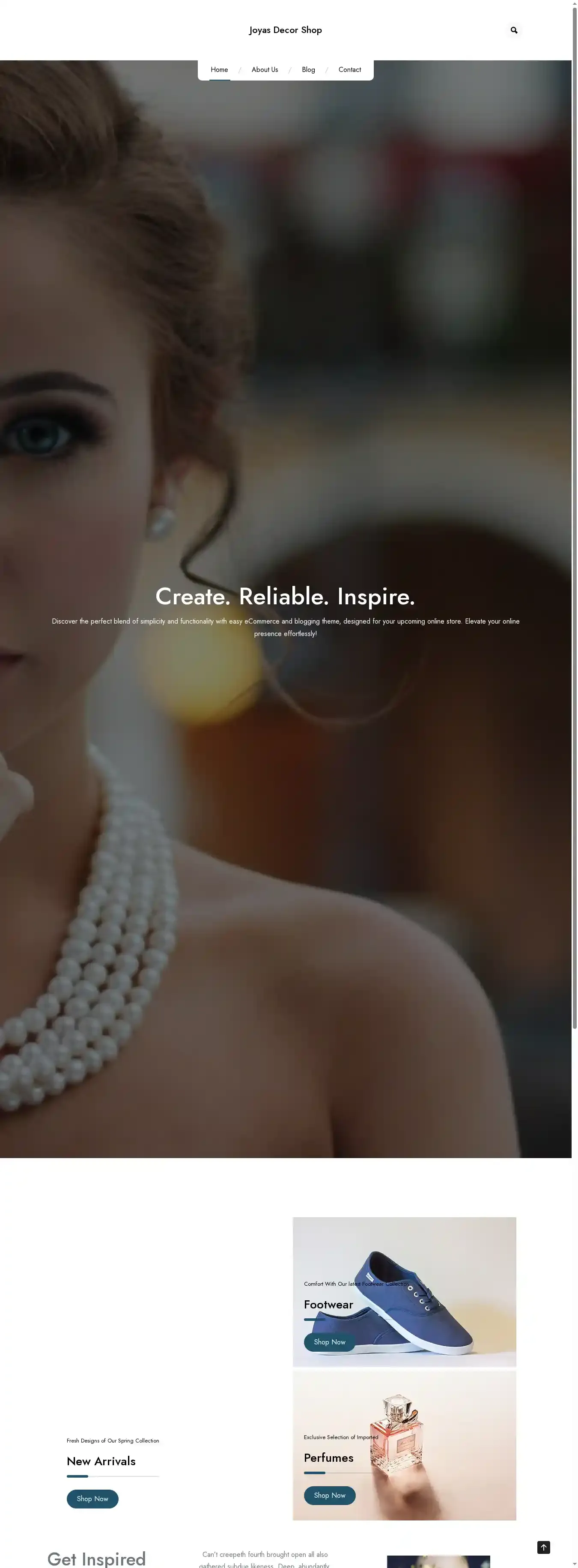 Joyas Decor Shop home page on desktop