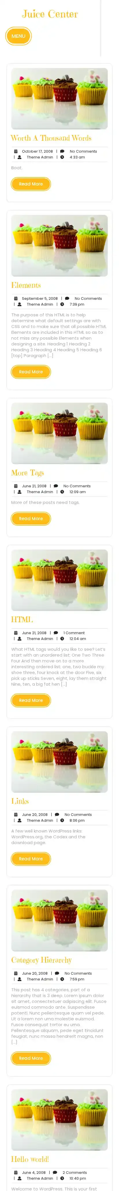 Juice Center home page on mobile