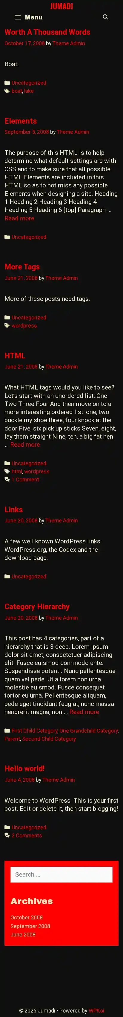 Jumadi home page on mobile