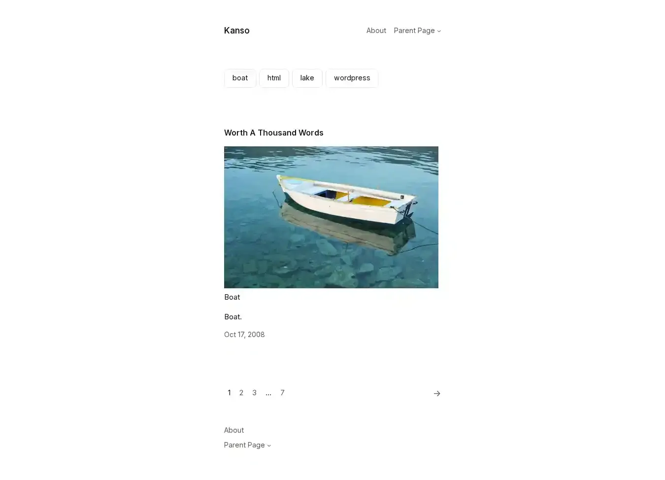 Kanso home page on desktop