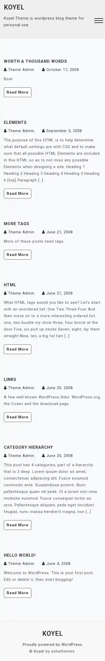 Koyel home page on mobile