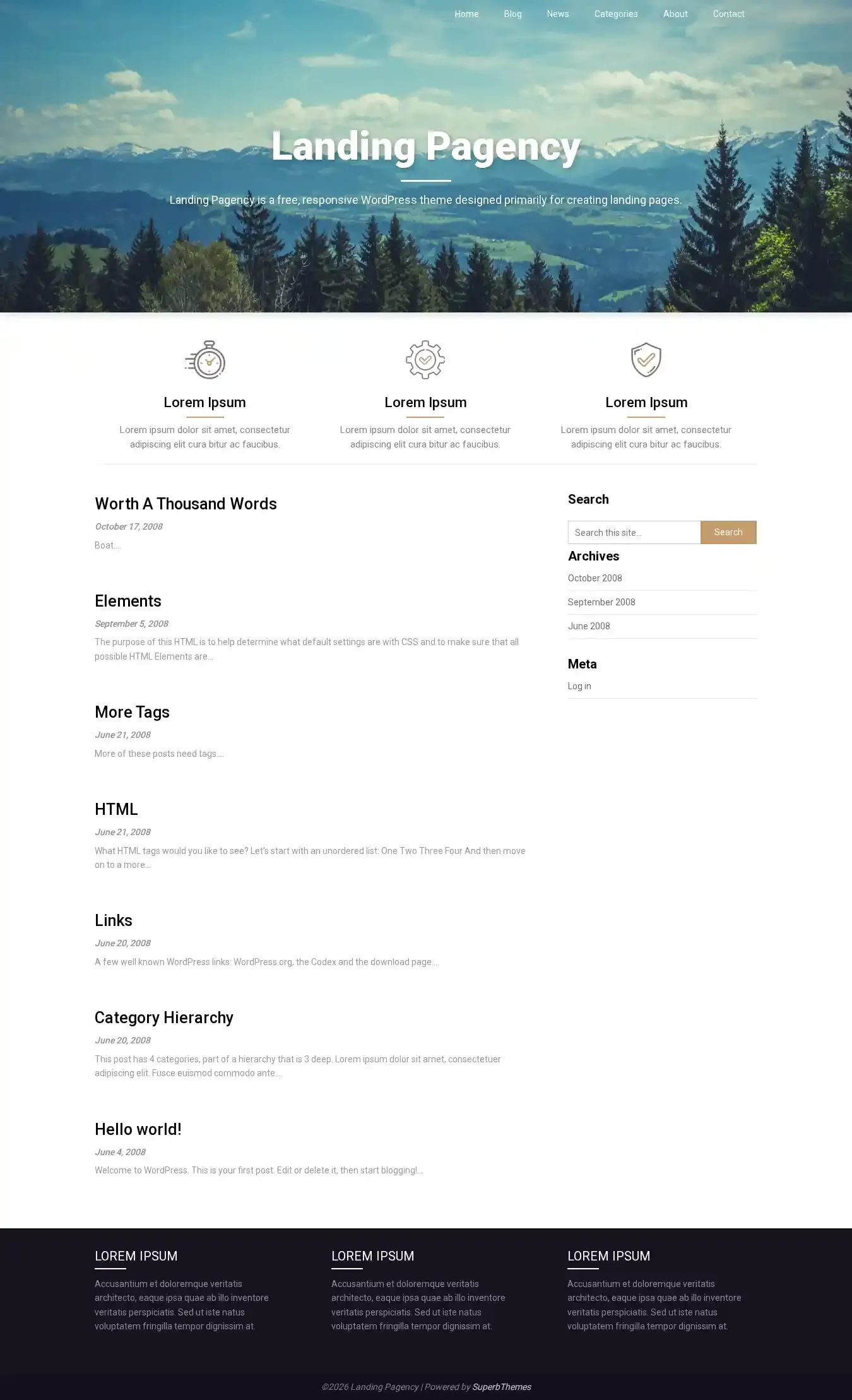 Landing Pagency home page on desktop
