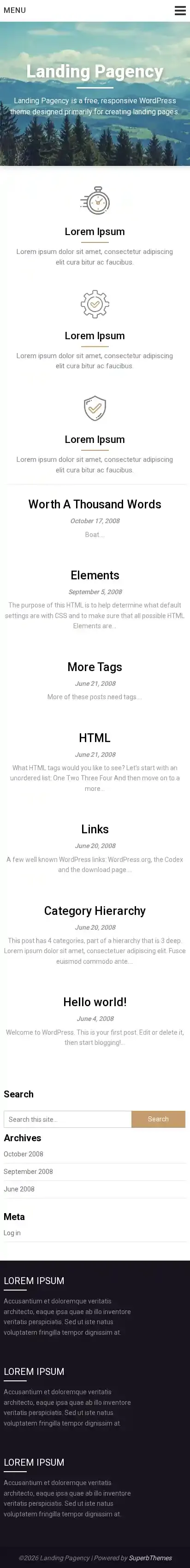 Landing Pagency home page on mobile