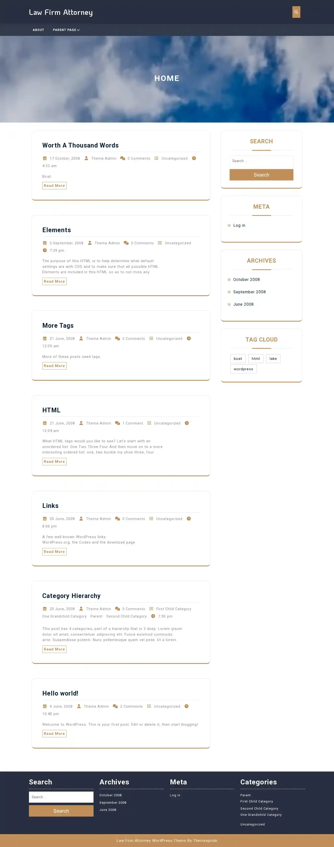 Law Firm Attorney home page on desktop