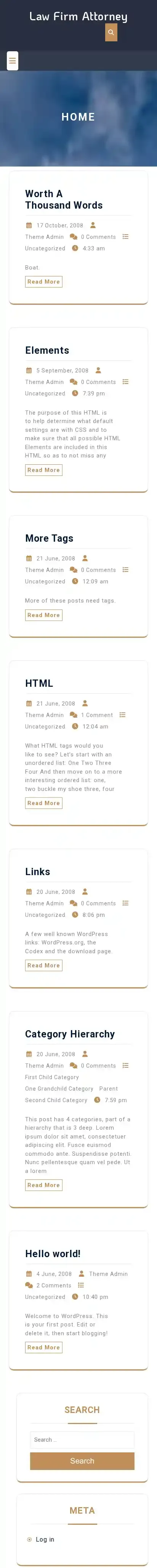 Law Firm Attorney home page on mobile