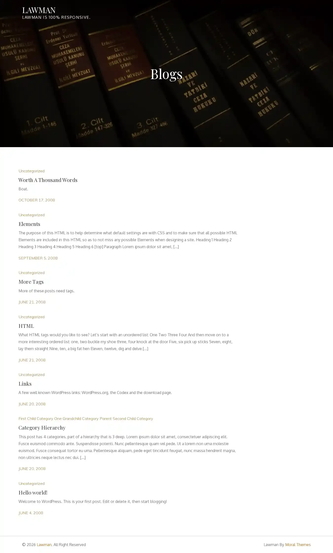 Lawman home page on desktop