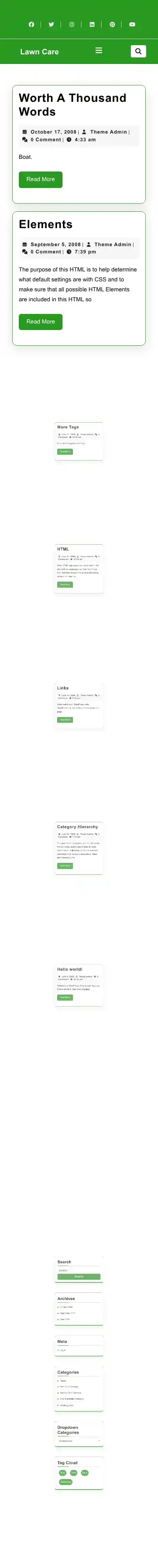 Lawn Care home page on mobile
