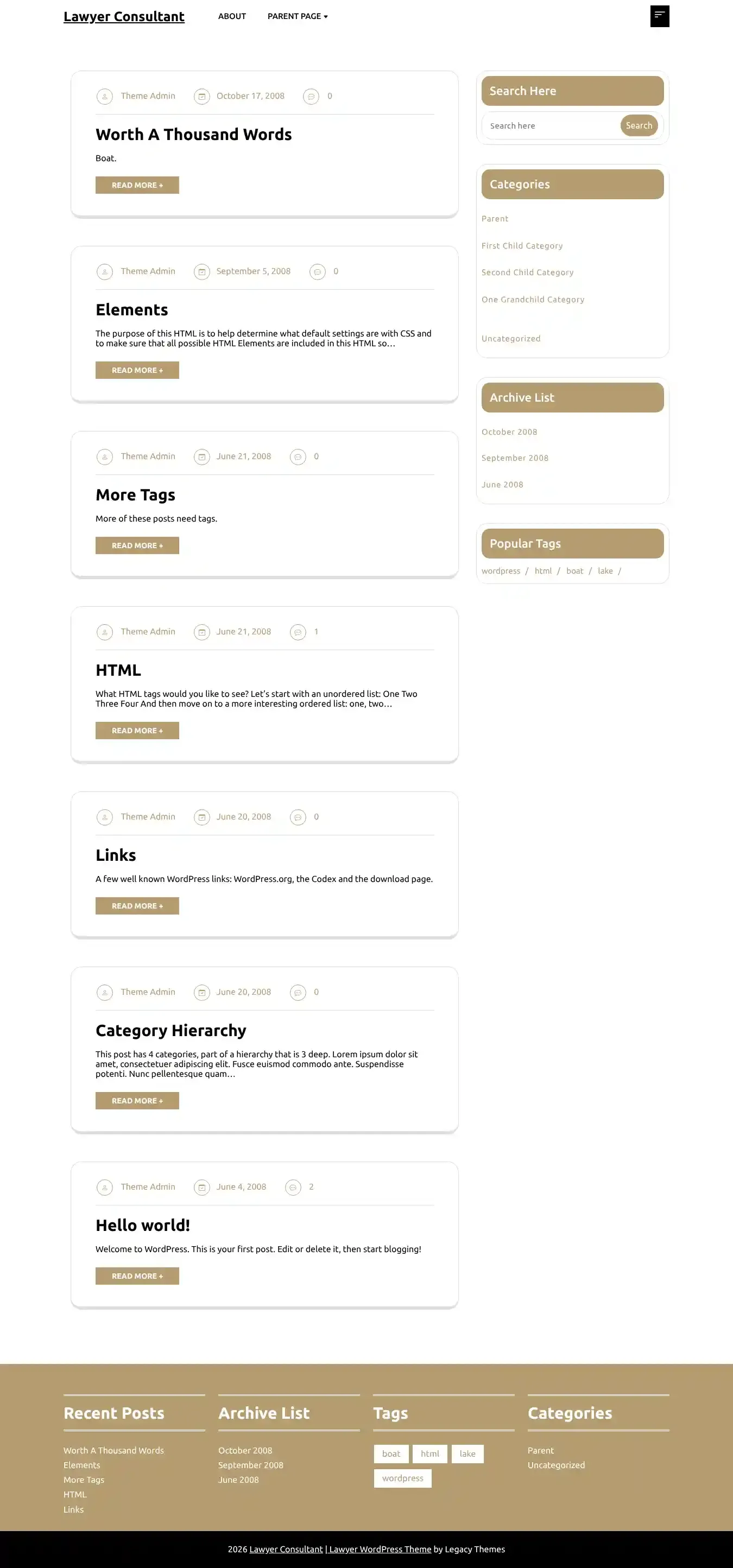 Lawyer Consultant home page on desktop