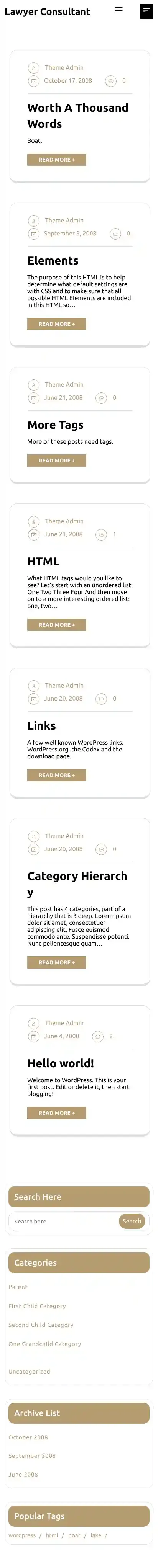 Lawyer Consultant home page on mobile